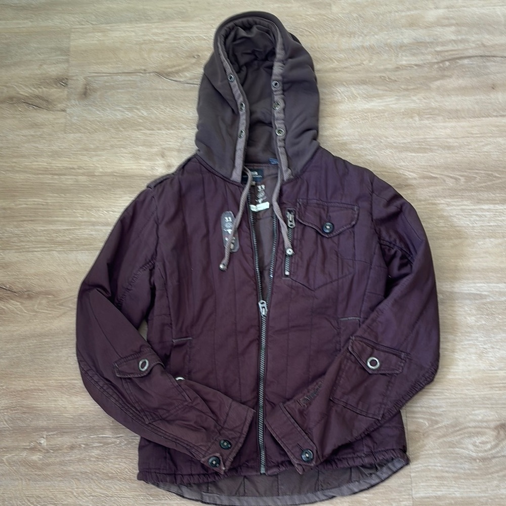 G-Star Brown Utility Jacket with Hood and Elasticized Cuffs
